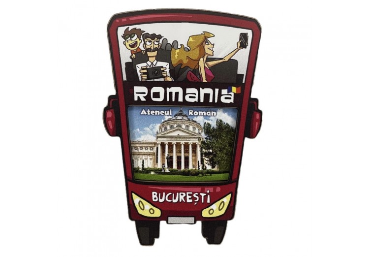 Magnet lemn autobuz turistic Ateneul Român